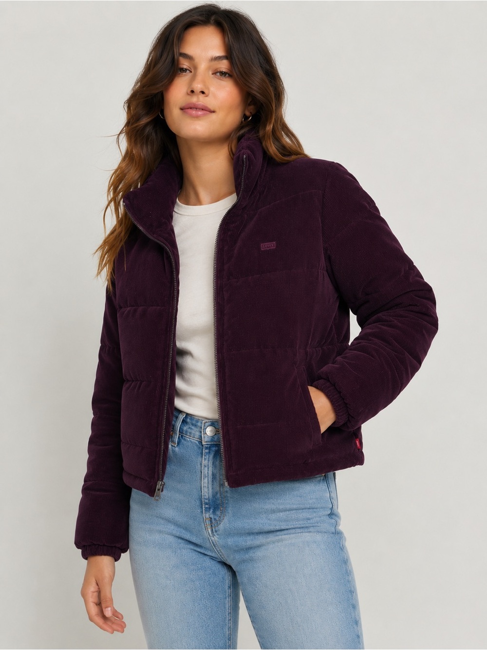 Levi's Burgundy Corduroy Quilted Puffer Jacket